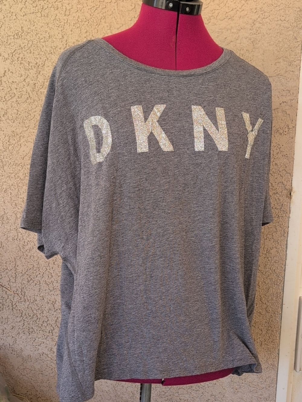 DKNY Gray Tee with Sparkling Silver Logo